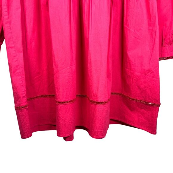 Jude Connally Large Dress Embroidered Ladder Stitch Pink Long Sleeve Party Brunc - Picture 3 of 8